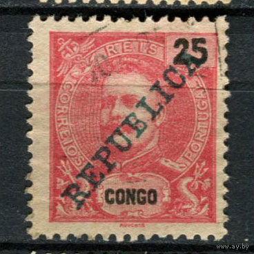 Португальское Конго - 1911 - Надпечатка REPUBLICA на 25R - [Mi.65] - 1 марка. Гашеная.  (Лот 128AX)