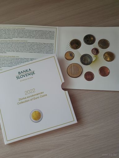 Словения 2022 год. 1, 2, 5, 10, 20, 50 евроцентов, 1, 2 и 3 евро плюс 2 евро юбилейные Архитектор Йоже Плечник. Официальный набор монет BU в буклете.
