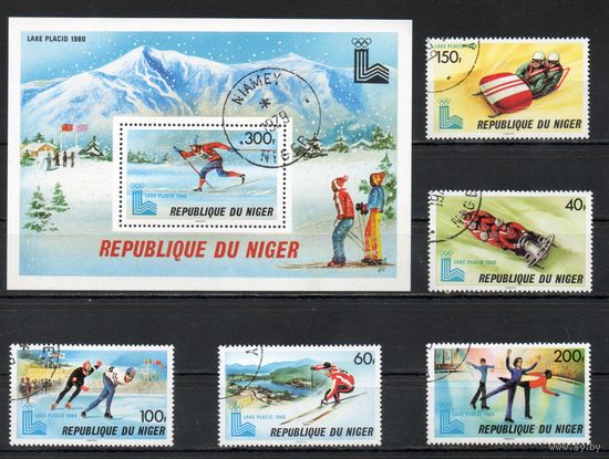 Спорт Зимние Олимпийские игры в  Лейк-Пласиде Нигер 1979 год серия из 5 марок и 1 блока