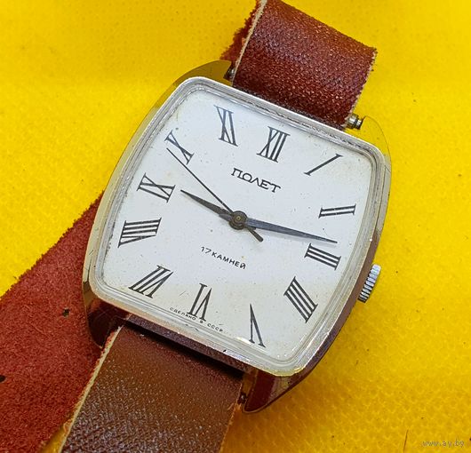 Часы Полет прямоугольные, классические, калибр 2609, СССР, редкие, на ходу. Распродажа личной коллекции часов, лот 14