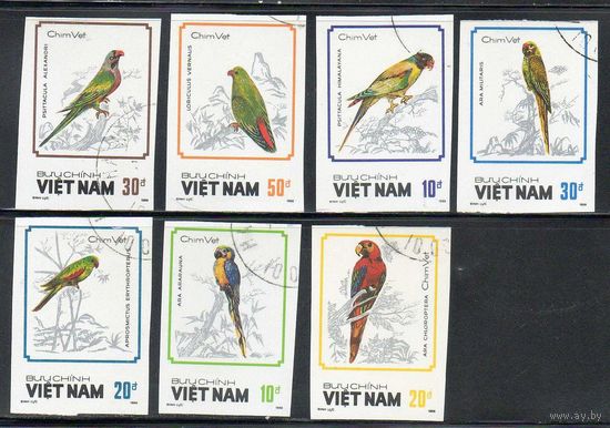 Птицы Вьетнам 1988 год б/з серия из 7 марок