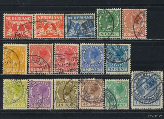 Нидерланды 1924-6 Вильгельмина Номиналы БВЗ Стандарт #146-7,150-2,154,156-62,168
