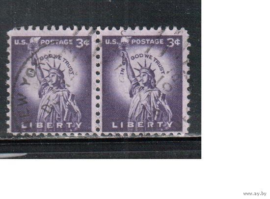 США-1954, (Мих.656), гаш.  , Стандарт, Статуя Свободы, пара