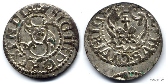 Шеляг 1619, Сигизмунд III Ваза, Рига. Остатки штемпельного блеска