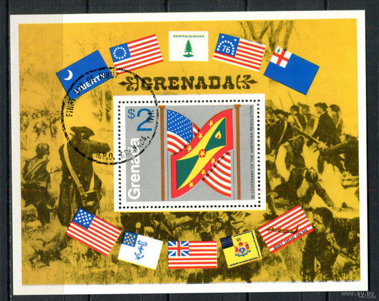 Гренада 1976 год. 200 лет США, флаги Гренады и США