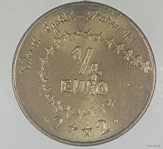 Франция 1/4 евро 2002г Детский дизайн