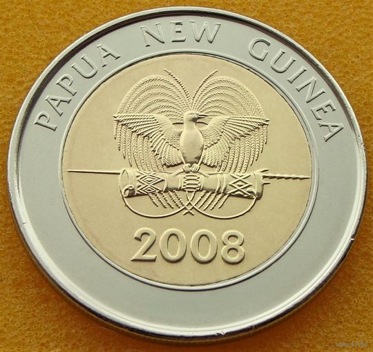 Папуа - Новая Гвинея.  2 кина 2008 года  KM#51  "35 лет Банку Папуа Новой Гвинеи"