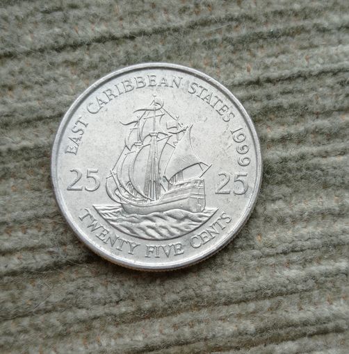 Werty71 Карибские острова 25 центов 1999 Елизавета 2 Корабль Карибы
