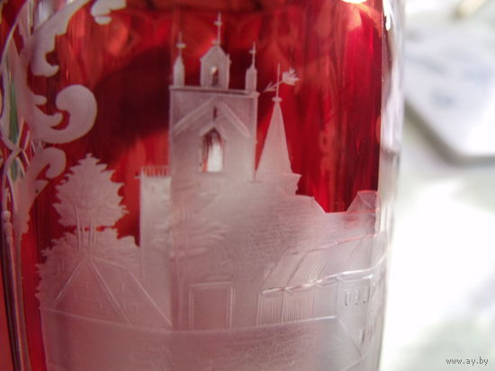 Стакан   ваза  Германия  антиквариат красное стекло
