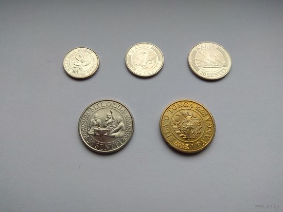 Тонга. 5-10-20-50 сенити - 1 паанга 2015 года. UNC. 5 монет