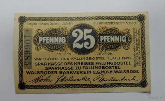 25 пфеннигов 1920 г. Германия. (Нотгельды).