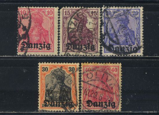 Данциг 1920 Надп на марках Германии # 2-6