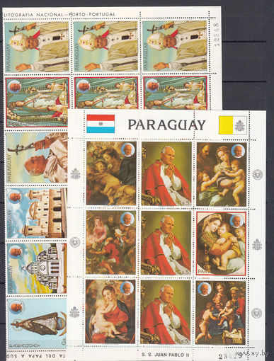 Религия. Живопись. Парагвай. 1983. Полная серия. Целый лист сложен пополам (5 серий) и малый лист. Michel N 3621-3627 (40,0 е)