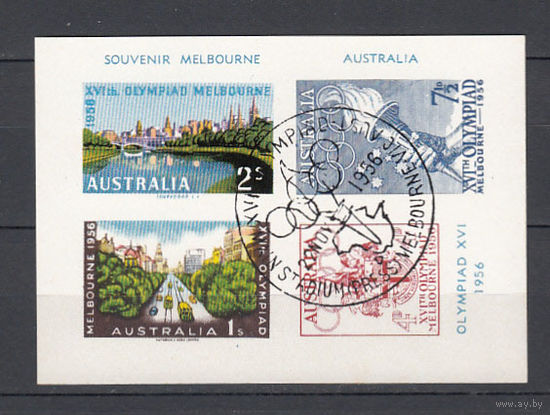 Спорт. Олимпиада "Мельбурн-1956". Австралия. 1956. Блок из 4-х марок б/з со спецгашением. Michel N 266-269