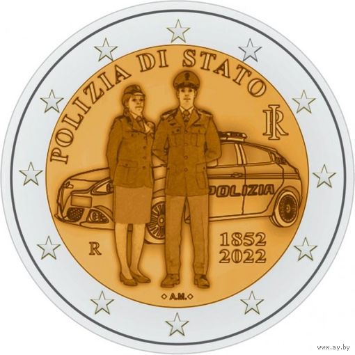 2 евро Италия 2022 170 лет Итальянской национальной полиции