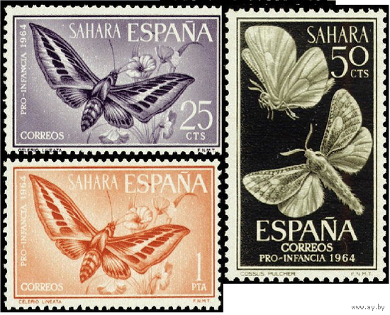 Испанская сахара Испания 1964 (Mi 256-258) ФАУНА АФРИКИ : Бабочки MNH**