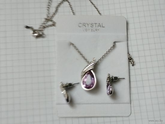 Набор бижутерии Crystal  jewelry Цепочка 45 см с  кулоном и серьги