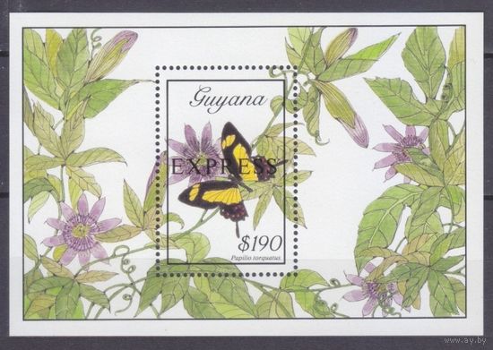 1990 Гайана 3048/B82 Бабочки - надпечатка 13,00 евро