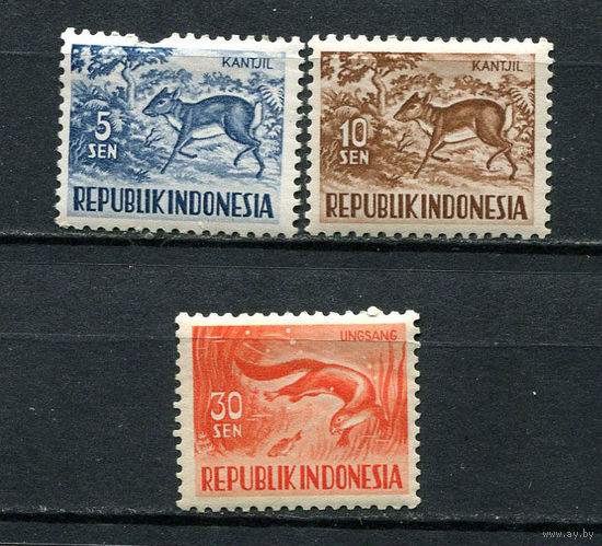 Индонезия - 1956/1958 - Фауна - 3 марки. MNH, MLH.  (Лот 27EC)-T5P3
