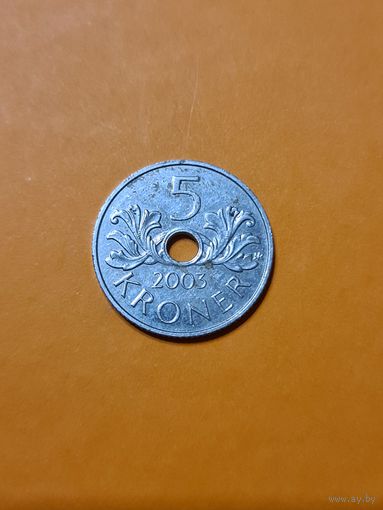 Монета 5 крон Норвегия 2003 г.