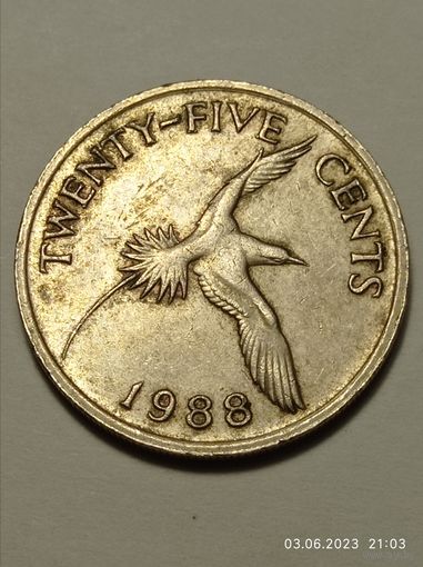 Бермуды 25 цент 1988 года .