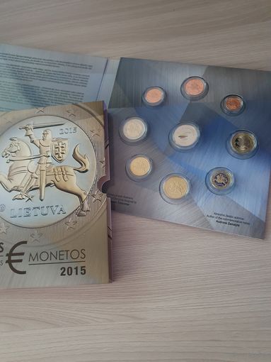 Литва 2015 официальный PROOF набор монет евро (8 монет, от 1 цента до 2 евро)