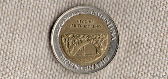 Аргентина 1 песо 2010 //биметалл/(200 лет Аргентине - ледник Перито-Морено)