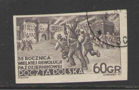 Марка Польши. 35 лет Октябрьской революции. 1952г.