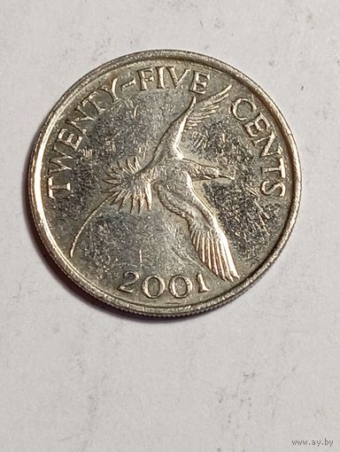 Бермуды 25 центов 2001 года .
