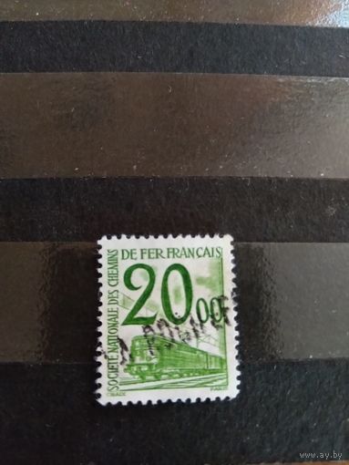 1960 Франция марка оплаты пересылки посылок (пакетов) по железной дороге поезд паровоз Ивер 47 оценка 20 евро (2-12)