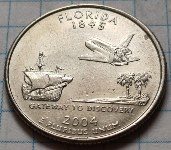 США 1/4 доллара, 2004 Квотер штата Флорида    P    ( 1-8-1 )