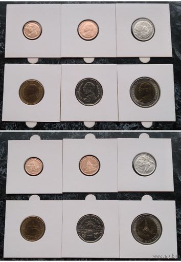 Распродажа с 1 рубля!!! Таиланд набор 6 монет (25, 50 сатангов, 1, 2, 5, 10 бат) 2009-2015 гг. UNC