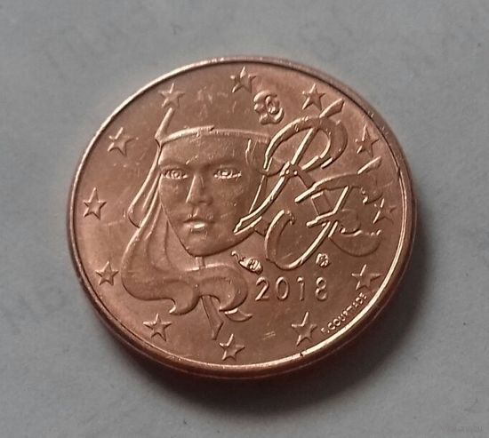 1 евроцент, Франция 2018 г., AU