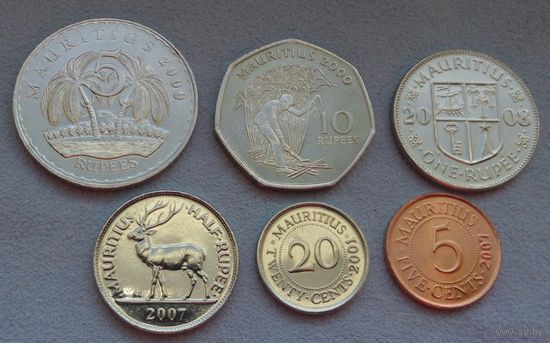 Маврикий 2001-2009, 6 монет