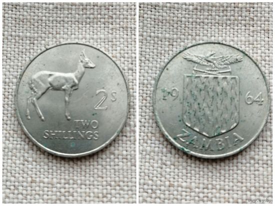 Замбия 2 шиллинга 1964/ животные / фауна /"Обыкновенный редунка или болотный козёл"/FA