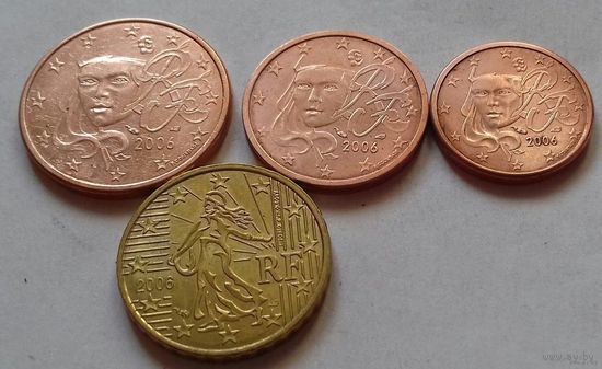 Набор евро монет Франция 2006 г. (1, 2, 5, 10 евроцентов)