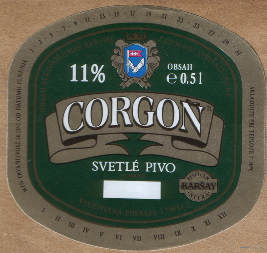 Этикетка пива Gorgon Чехия Ф274