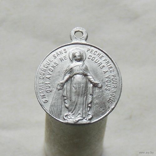 Французский католический церковный медальон с Божьей Матерью