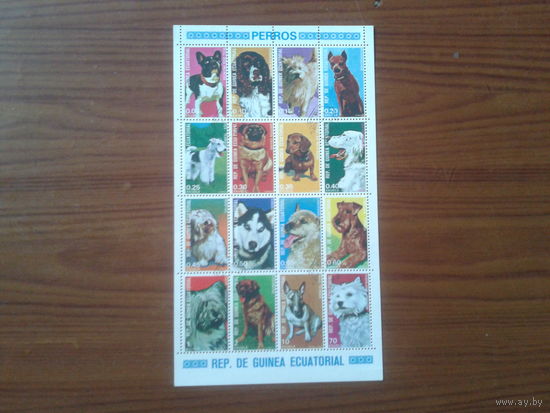 Экваториальная Гвинея 1977 Собаки м/лист 16 марок