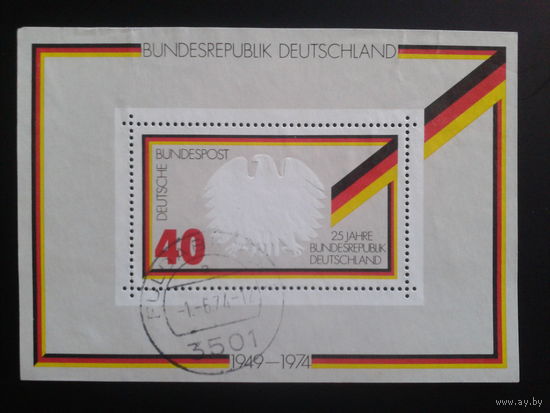 ФРГ 1974 25 лет ФРГ, герб блок Михель-2,5 евро гаш