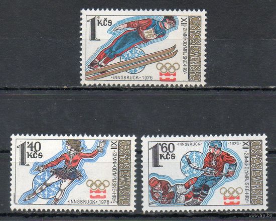 XII зимние Олимпийские игры в Инсбруке Чехословакия 1976 год серия из 3-х марок
