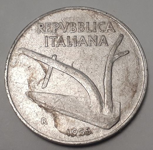 Италия 10 лир, 1955 (15-7-7)