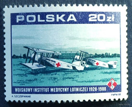 Польша 1988 Авиация Самолет  Одиночка **