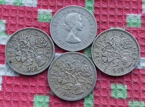 Великобритании 6 пенни. Елизавета II. Одна из монет на фото. Новогодняя ликвидация!