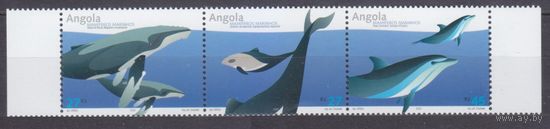 2004 Ангола 1732-1734strip Морская фауна - Киты