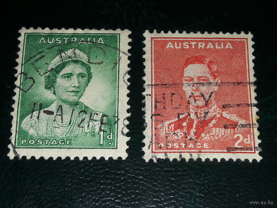 Австралия 1937 Стандарт. Король Георг VI и Королева Елизавета II  Две марки одним лотом
