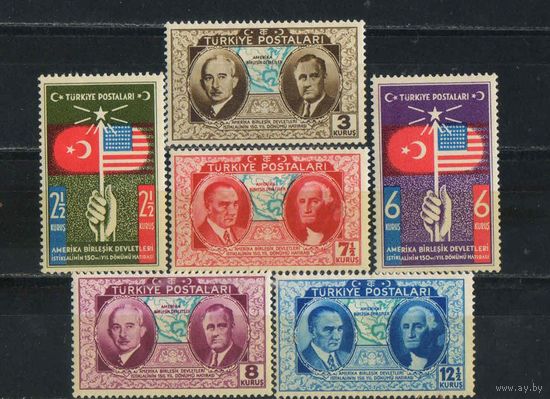Турция Респ 1939 150 летие образования федерального правительства США (Ататюрк,Вашингтон,Инёню, Рузвельт) Полная #1047-52**