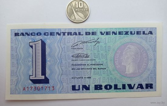 Werty71 Венесуэла 1 боливар 1989 UNC банкнота
