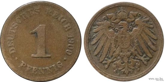 YS: Германия, Рейх, 1 пфенниг 1900A, KM# 10 (1)