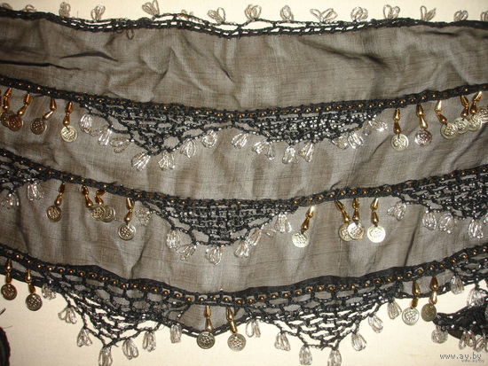Оригинальный шаль платок Пояс для восточных танцев танца живота с монетками привезён из Египта